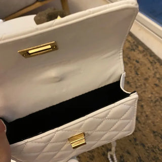 Ball Pearl Strap Embossed Quilted Crossbody Bag