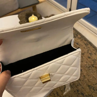 Ball Pearl Strap Embossed Quilted Crossbody Bag