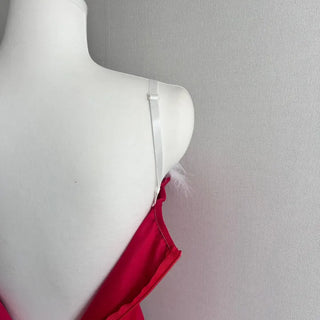 Santa Girl Fur Corset Slit Mini Dress Sleeveless