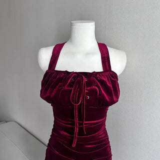 Shirred Velvet Corset Puff Party Dress Look Halloween