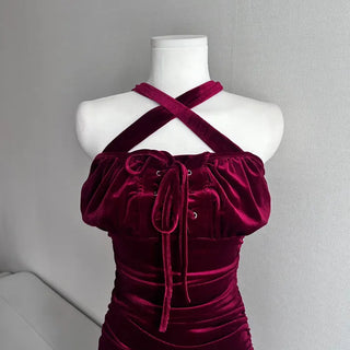 Shirred Velvet Corset Puff Party Dress Look Halloween