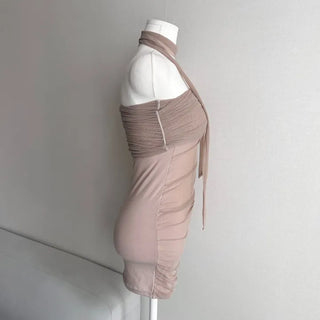 See-through Mesh Top Dress & Scarf Set Tube