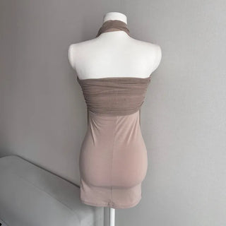 See-through Mesh Top Dress & Scarf Set Tube