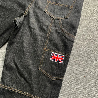 American Flag Carpenter Raw Wide Denim Pants Wappen