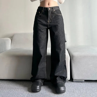 American Flag Carpenter Raw Wide Denim Pants Wappen