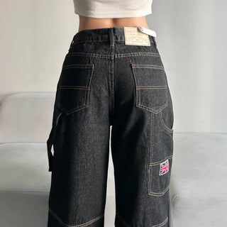 American Flag Carpenter Raw Wide Denim Pants Wappen