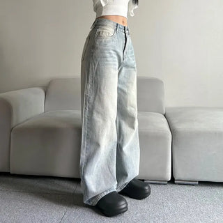 Shark Washed Wide Denim Pants Daily Unique Hip