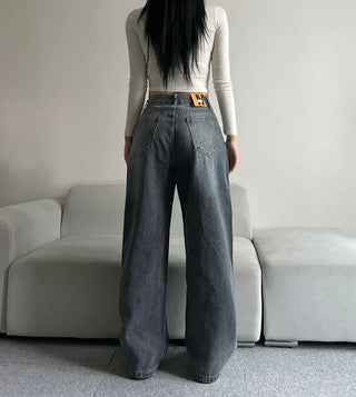Two Pintuck Washed Wide Denim Pants Daily Basic