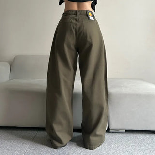 Cotton Side Pintuck Button Balloon Pants Wide Fit