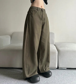 Cotton Side Pintuck Button Balloon Pants Wide Fit