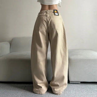 Cotton Side Pintuck Button Balloon Pants Wide Fit