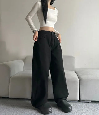 Cotton Side Pintuck Button Balloon Pants Wide Fit