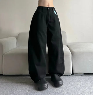 Cotton Side Pintuck Button Balloon Pants Wide Fit