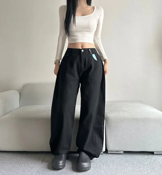 Cotton Side Pintuck Button Balloon Pants Wide Fit