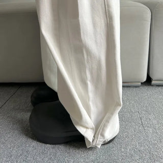 Cotton Side Pintuck Button Balloon Pants Wide Fit