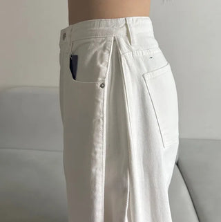 Cotton Side Pintuck Button Balloon Pants Wide Fit