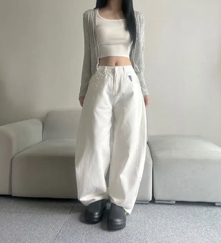 Cotton Side Pintuck Button Balloon Pants Wide Fit