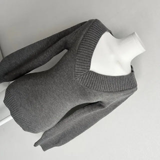 V-Neck Off-Shoulder Slim Fit Knit Zooms Waist Daily