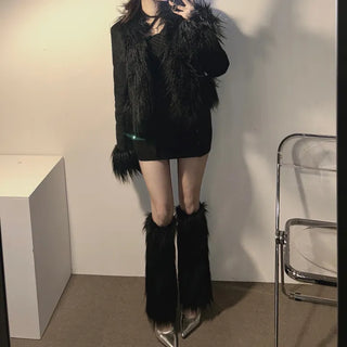 Faux Fur Leg Warmers Eco-fur Warmer Stockings Socks