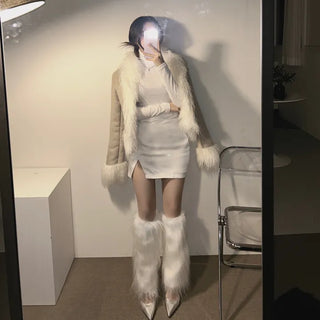 Faux Fur Leg Warmers Eco-fur Warmer Stockings Socks