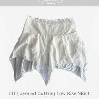Elf Low Asymmetrical Tiered Skirt Mini Low-Rise