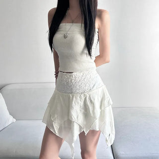 Elf Low Asymmetrical Tiered Skirt Mini Low-Rise