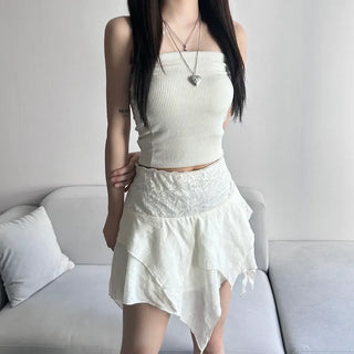 Elf Low Asymmetrical Tiered Skirt Mini Low-Rise