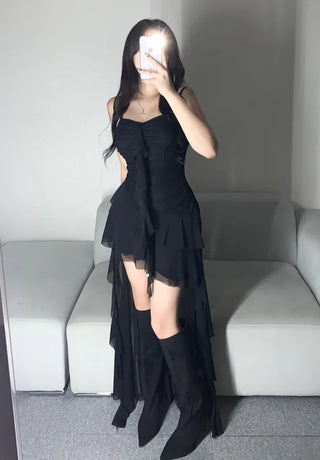 Fairy Mood Asymmetrical Tiered Frill Long Dress Sleeveless