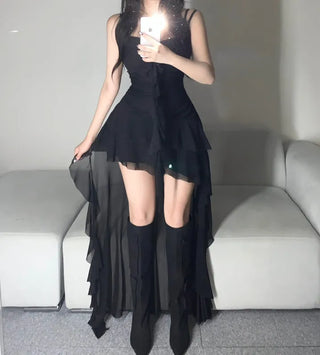 Fairy Mood Asymmetrical Tiered Frill Long Dress Sleeveless