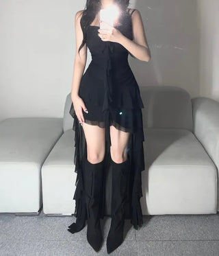 Fairy Mood Asymmetrical Tiered Frill Long Dress Sleeveless