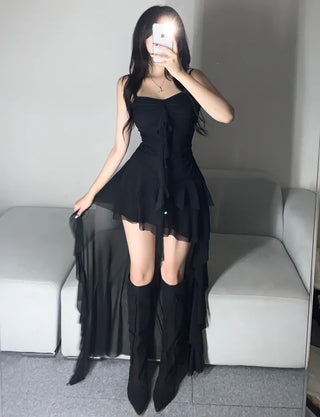 Fairy Mood Asymmetrical Tiered Frill Long Dress Sleeveless