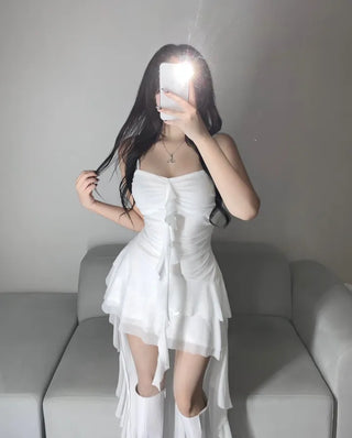 Fairy Mood Asymmetrical Tiered Frill Long Dress Sleeveless