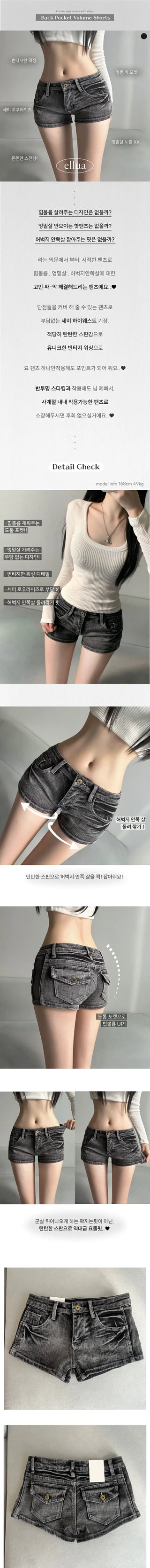 Back Pocket Black Denim Shorts Hot Pants Y2K