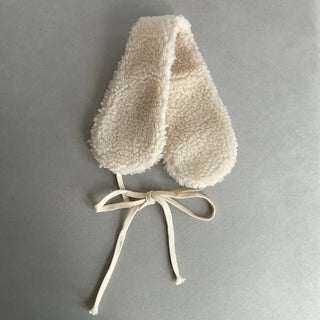 Ribbon Sherpa Fleece Earmuffs Earflaps Daily Basic Hat