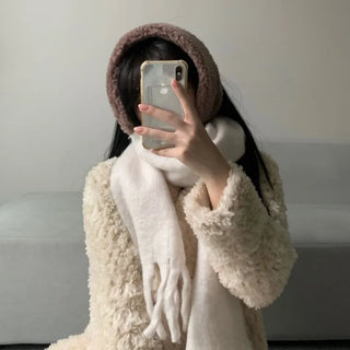 Ribbon Sherpa Fleece Earmuffs Earflaps Daily Basic Hat