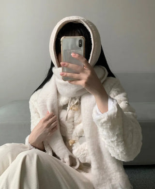 Ribbon Sherpa Fleece Earmuffs Earflaps Daily Basic Hat