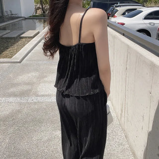 Goddess Lace Pleated Sleeveless Top