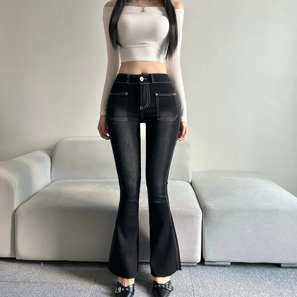 Hip Pad Front Pocket Bootcut Denim Pants Padded