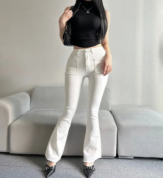 Hip Pad Front Pocket Bootcut Denim Pants Padded