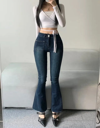 Hip Pad Front Pocket Bootcut Denim Pants Padded