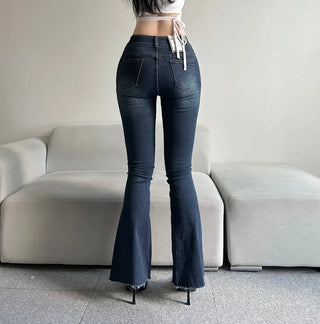 Hip Pad Front Pocket Bootcut Denim Pants Padded