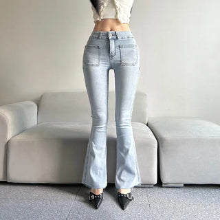 Hip Pad Front Pocket Bootcut Denim Pants Padded