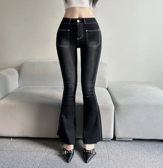 Hip Pad Front Pocket Bootcut Denim Pants Padded