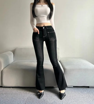 Hip Pad Front Pocket Bootcut Denim Pants Padded