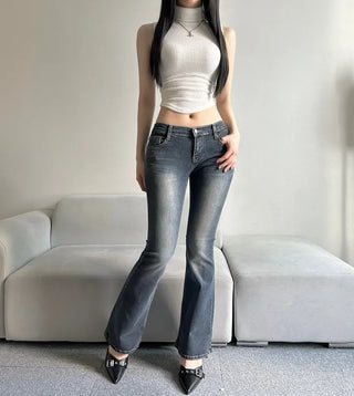 Hip Pad Low-Rise Vintage Washed Pants Y2K Lee