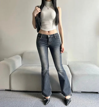Hip Pad Low-Rise Vintage Washed Pants Y2K Lee
