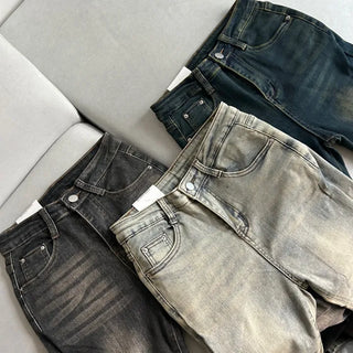 Hip Padded Side Slit Bootcut Denim Pants Jeans