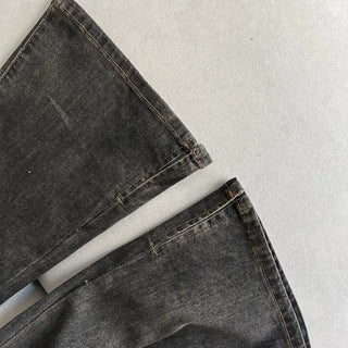 Hip Padded Side Slit Bootcut Denim Pants Jeans