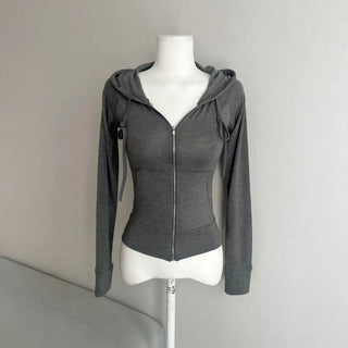Slim Fit Fleece Zip-Up Hoodie Long Sleeve Tee