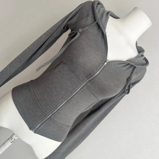 Slim Fit Fleece Zip-Up Hoodie Long Sleeve Tee